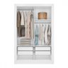Guarda-roupa Solteiro 2 Portas 4 Gavetas com Espelho Branco - Caemmun - 3