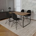 Ver imagem 1 de Mesa Industrial Base Ferro Preto 137x90 Tampo Amêndoa 4 Cadeiras Eiffel Ferro Preto Assento Preto