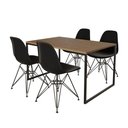 Ver imagem 6 de Mesa Industrial Base Ferro Preto 137x90 Tampo Amêndoa 4 Cadeiras Eiffel Ferro Preto Assento Preto
