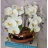 Arranjo Com 4 Orquídeas Branca Vaso Cobre 28cm - 3