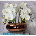Ver imagem 1 de Arranjo Com 4 Orquídeas Branca Vaso Cobre 28cm