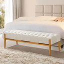 Ver imagem 1 de Recamier Base em Madeira Puerto 1,83m Capitonê Linho Crú