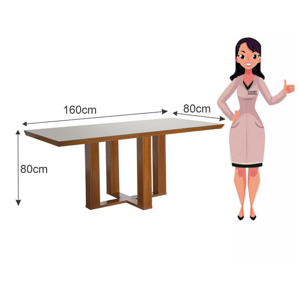 Mesa de Jantar Retangular Tampo MDF e Vidro 160cm Lottus - 3