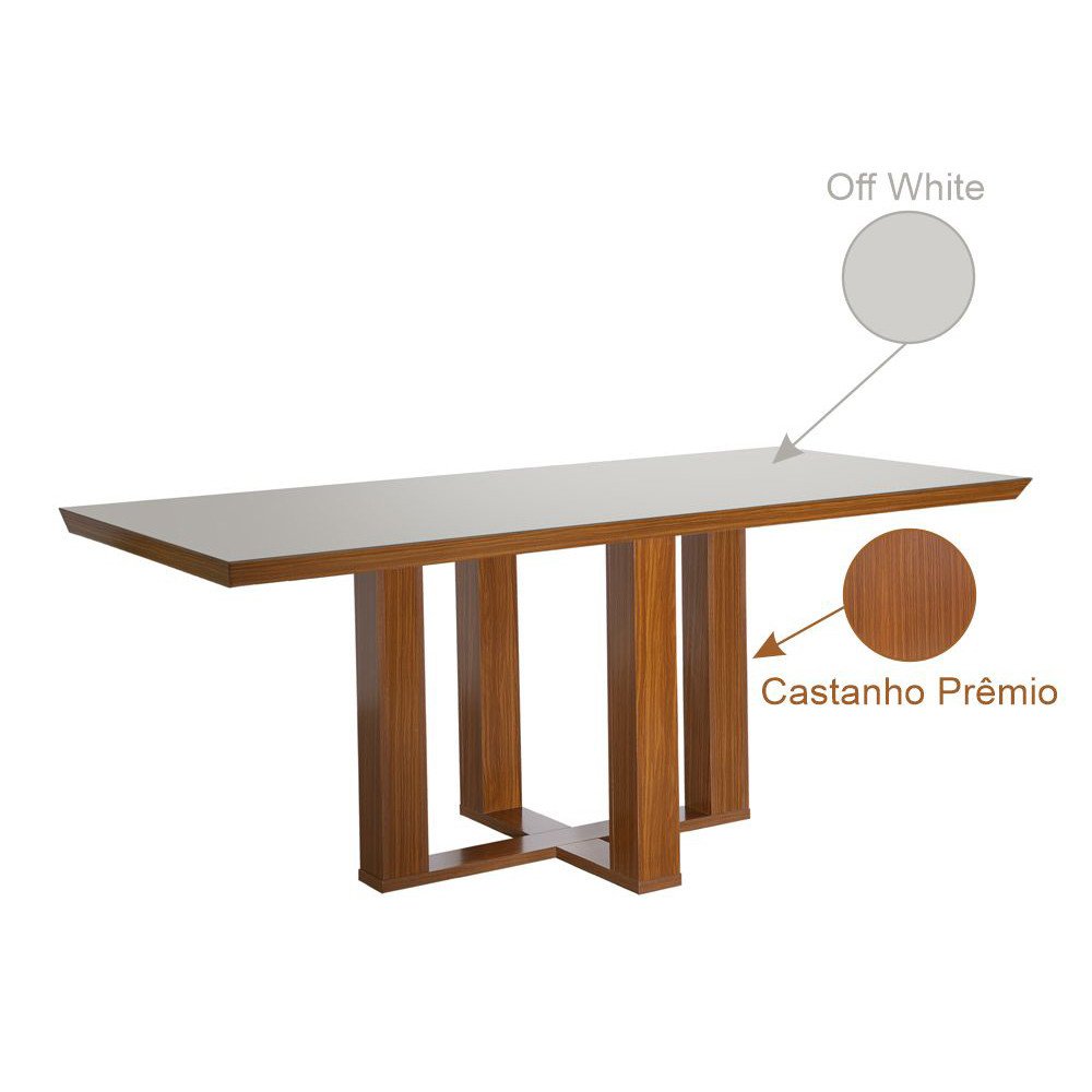 Mesa de Jantar Retangular Tampo MDF e Vidro 160cm Lottus - 4