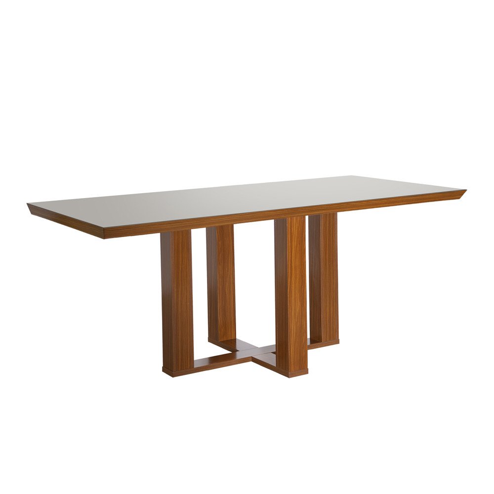 Mesa de Jantar Retangular Tampo MDF e Vidro 160cm Lottus