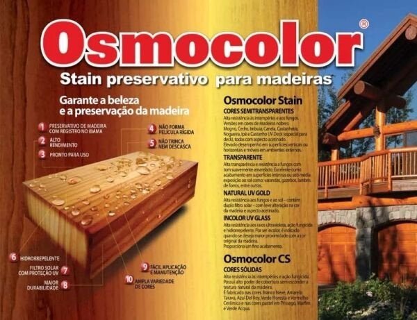 Agostini - Na serraria Agostini você encontra Osmocolor na cor Cedro  Semi-transparente. Osmocolor Stain já é sinônimo de qualidade e possui  registro no IBAMA como stain preservativo, o que comprova sua ação