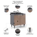 Ver imagem 3 de Balcão de Cozinha para Cooktop 80cm Pérola Z34 Grafite/freijó - Mpozenato