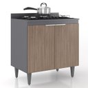 Ver imagem 1 de Balcão de Cozinha para Cooktop 80cm Pérola Z34 Grafite/freijó - Mpozenato