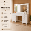 Ver imagem 2 de Penteadeira Camarim Completa com Espelho Luz LED e Banqueta:Branco