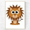 Quadro menina menino desenho leão marrom - 1