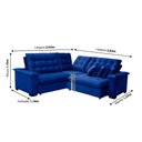 Ver imagem 2 de Sofá Manchester 2.63x2.63m de Canto, Retrátil e Reclinável - Azul