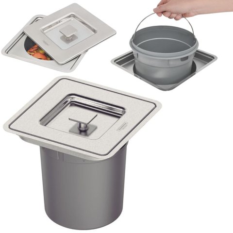 Lixeira de Embutir Inox Tramontina Clean Square com Balde 5l - Inox