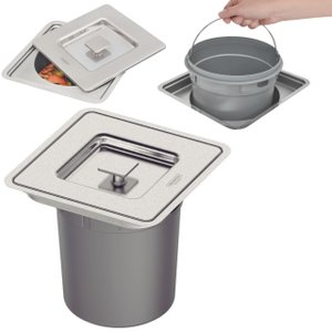 Lixeira de Embutir Inox Tramontina Clean Square com Balde 5l - Inox