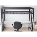 Ver imagem 2 de Beliche + Escrivaninha Aço Ferro Robusto Cor Preto Mdf Branco Estilo Industrial Be-04