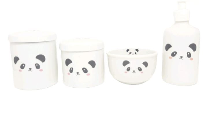 Kit Higiene Bebê Porcelana Urso Panda Ursinho