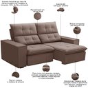 Ver imagem 3 de Sofá Retrátil Reclinável para Sala 3 Lugares 230cm Vincent F04 Veludo Rosê - Lyam Decor