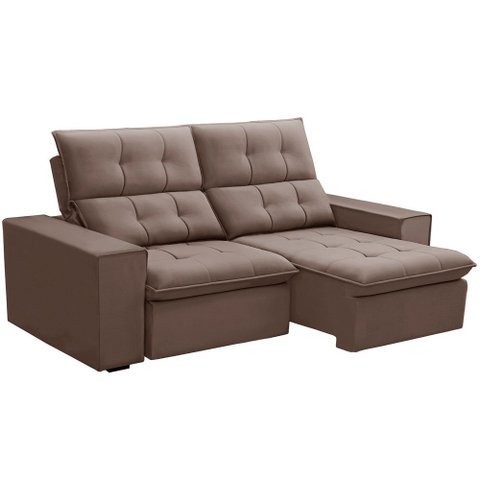Sofá Retrátil Reclinável para Sala 3 Lugares 230cm Vincent F04 Veludo Rosê - Lyam Decor