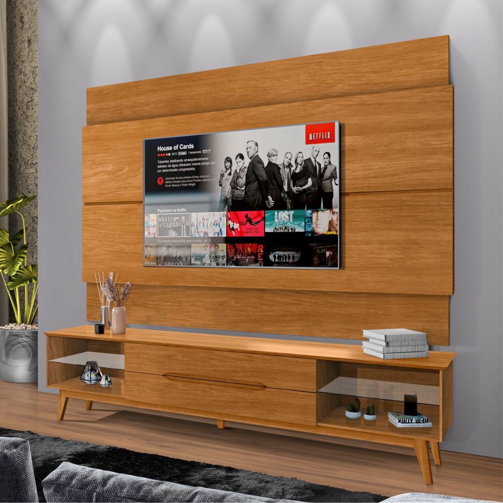 Levente Rack Rack para TV 2.8 Gavetas Levante Nature | MadeiraMadeira