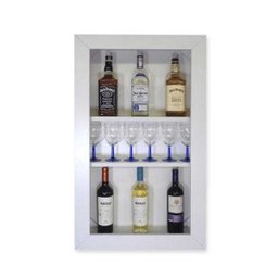 Bar Adega Peq para Vinhos e Bebidas Cristaleira Suspenso de Parede para Sala Estar ou Jantar Branco - 7
