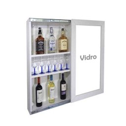 Bar Adega Peq para Vinhos e Bebidas Cristaleira Suspenso de Parede para Sala Estar ou Jantar Branco - 6