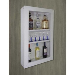 Bar Adega Peq para Vinhos e Bebidas Cristaleira Suspenso de Parede para Sala Estar ou Jantar Branco - 5