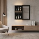 Ver imagem 2 de Bar Adega Peq para Vinhos e Bebidas Cristaleira Suspenso de Parede para Sala Estar ou Jantar Preto