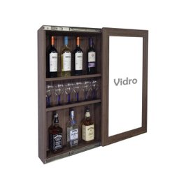 Bar Adega Peq para Vinhos e Bebidas Cristaleira Suspenso de Parede para Sala Estar ou Jantar Versati - 2