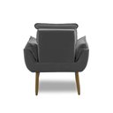 Ver imagem 5 de Poltrona para Sala Decorativa Opala Pés Madeira Suede Cinza Chumbo Império Decor