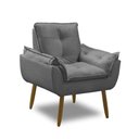 Ver imagem 1 de Poltrona para Sala Decorativa Opala Pés Madeira Suede Cinza Chumbo Império Decor