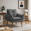 Ver imagem 2 de Poltrona para Sala Decorativa Opala Pés Madeira Suede Cinza Chumbo Império Decor