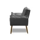 Ver imagem 4 de Poltrona para Sala Decorativa Opala Pés Madeira Suede Cinza Chumbo Império Decor