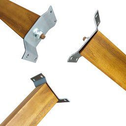 2 Pés Palito Madeira Quadrado 30cm e 2 Chapinhas Aço Inclinada 15º Mel/zincado G75 / G59 - Gran Belo - 5