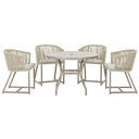 Ver imagem 1 de Mesa com 4 Cadeiras de Jantar Roma 100cm e Noronha em Aluminío Fendi Corda Nautica Estofado 3 Trama