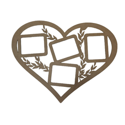 porta retratos coração 4 fotos em mdf branco - 1