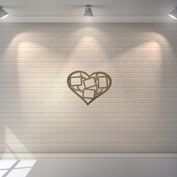 porta retratos coração 4 fotos em mdf branco - 2