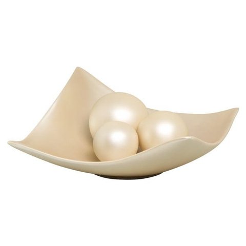 Centro De Mesa Styllo Creme Com Esferas Cerâmica Creme