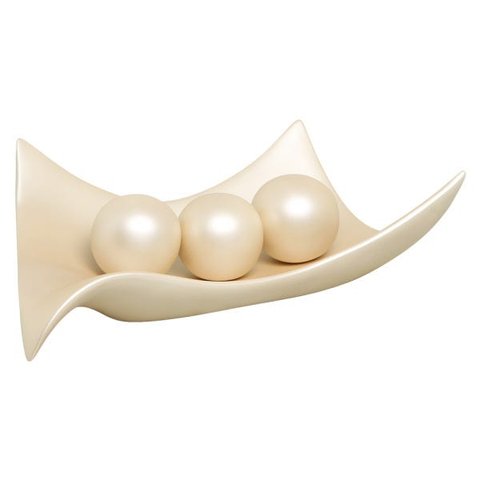 Centro De Mesa Classic Com Esferas Decoração Em Cerâmica Creme