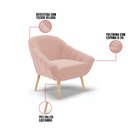 Ver imagem 3 de Kit 02 Poltronas Giovana Veludo Rosê Pés Palito Natural - D’Rossi
