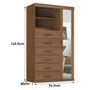 Ver imagem 5 de Guarda Roupa Casal 8 Portas e 4 Gavetas Master New com Espelho e Cômoda Marabá com Espelho Jatobá -
