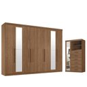 Ver imagem 1 de Guarda Roupa Casal 8 Portas e 4 Gavetas Master New com Espelho e Cômoda Marabá com Espelho Jatobá -