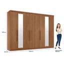Ver imagem 4 de Guarda Roupa Casal 8 Portas e 4 Gavetas Master New com Espelho e Cômoda Marabá com Espelho Jatobá -