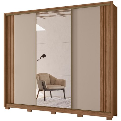 Guarda Roupa Casal Nevada 3 Portas Moval:Carvalho Fendi