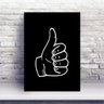 Placa MDF preto mão polegar joinha p&b - 1