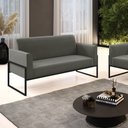 Ver imagem 2 de Sofá Namoradeira Base Industrial Alta Preto Marisa Suede D03 - D'rossi Drossi Grafite