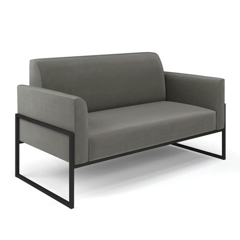 Sofá Namoradeira Base Industrial Alta Preto Marisa Suede D03 - D’Rossi Grafite