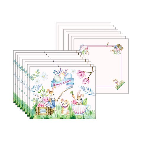 Kit Jogo Americano + Guardanapo Páscoa Easter - 8 Peças