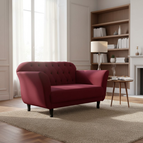 Namoradeira Decorativa Dália Suede Marsala 2 Lugares Pés Madeira Mz Decor