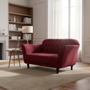 Ver imagem 2 de Namoradeira Decorativa Dália Suede Marsala 2 Lugares Pés Madeira Mz Decor