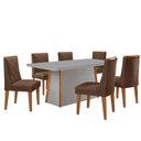 Ver imagem 2 de Mesa de Jantar Diane 180cm Tampo Mdf Vidro 6 Cadeiras Isadora Moderna Veludo Marrom Off White