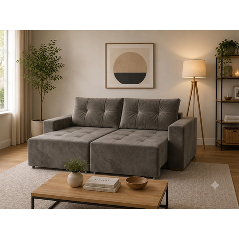 Sofa Hawai 1.80 Nobly Veludo Cinza